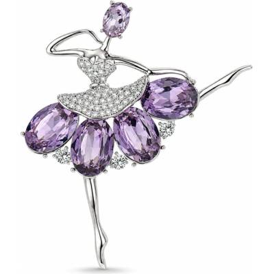 Éternelle Brož Swarovski Elements Evelyne - baletka B8188-8LXT1577B Stříbrná