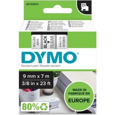 DYMO páska D1 9mm x 7m, čierna na priehľadnej S0720670