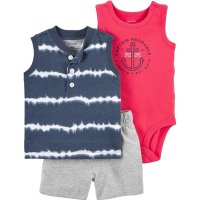 Carter's Set 3dielny body tielko tričko bez rukávov nohavice kr. Blue Tie chlapec