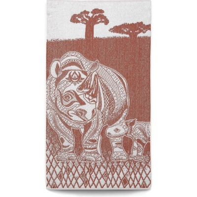 Veba ručník ZARA africké léto nosorožec hnědobílá 55 x 100 cm