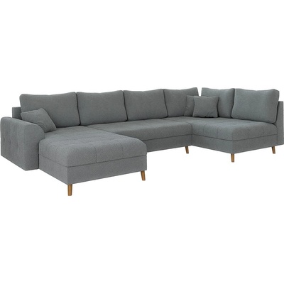 ROPEZ Сив ъглов диван от плат букле (ляв ъгъл/"U" форма) Ariella - Ropez (Ariella Narożnik U - Lewa OT tk. Abriamo 07 nogi natura)