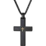 HARAHU Мъжка верижка с кръст vq-38807 - Черна / Златна / 60см kp38807