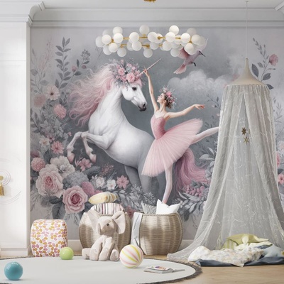 Decono Детски Фототапет Балерина и Еднорог