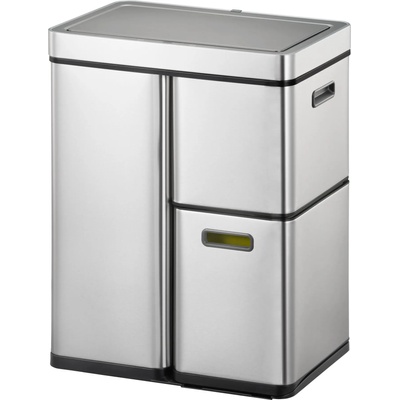 EKO-Europe Кош за разделно събиране на отпадъци EKO MIRAGE PLUS сензорен - 60 л (30+15+15) - хром мат (EKO 933858 - Matt s/s)