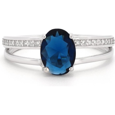 Rafity Stříbrný prsten Royal Sapphire se zirkony R0100 0805