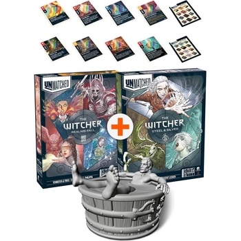 Restoration Games Комплект настолни игри Unmatched: The Witcher Realms Fall и Steel and Silver с промо карти и фигура (BNDL0004393N)