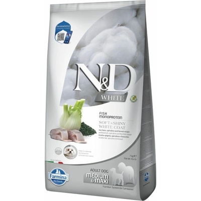 N&D White Dog Grain Free Sea Bass Spirulina & Fennel Adult Medium & Maxi 2 kg