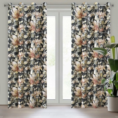 Takoy Zamatový záves BETTY s kvetinovou potlačou 140 x 250 cm-HF-408671 | 140 x 250 cm