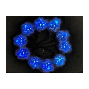 Solight LED vianočná reťaz hviezdy 1,5m 10x LED 2x AA modré svetlo