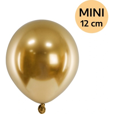 PartyDeco Balonek latex zlatý chromový 30 cm