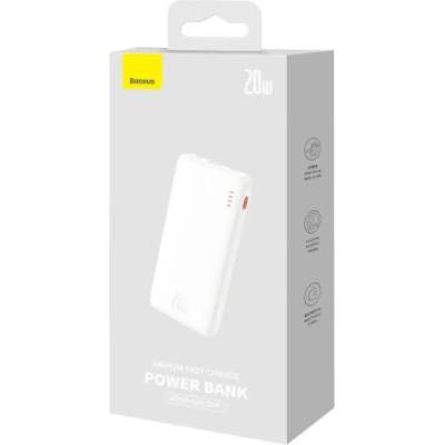 Baseus Преносима батерия Powerbank Airpow, C+U, 20W, 10000 mAh, with Baseus Simple Series Type-C, 0.30m Cable, White EU (PPQD090002) (6932172626891)