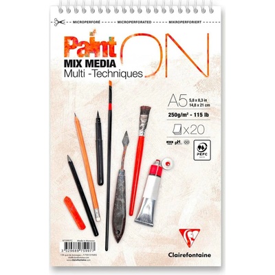 Clairefontaine Paint'ON White blok A5+ 20 listů 250 g