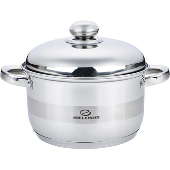 Elekom Тенджера инокс ЕК-1610 SS, Метален капак, Индукционно дъно, Размери 16 см x 10, 5 см, полезен обем 2, 0 л. , Скала за литраж, 7 слойно дъно (EK-1610 SS)