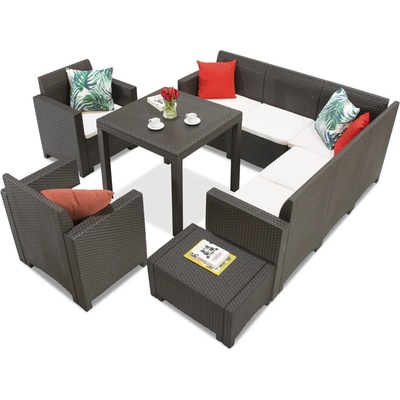 BICA Техноратанов комплект с ъглов диван Dallas Nebraska Comida 7 кафяв Bica (BCDNEB7BR)