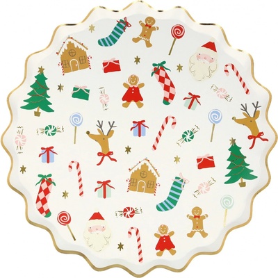 Meri Meri Vianočný papierový tanier Jolly Christmas 21,6 cm set 8 ks