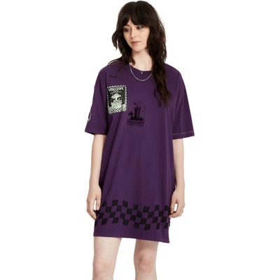 VOLCOM Dámské šaty Volcom Fa Filip Rygalski Tee Dress Grape Royale
