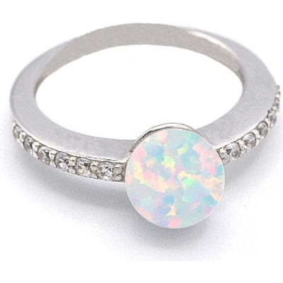 B&B Goldinvestic Zlatý prsten s opálem a zirkony bílé zlato N2920