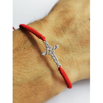 Image 1 of Сребърен кръст с червен конец за мъж (МСГ 5)