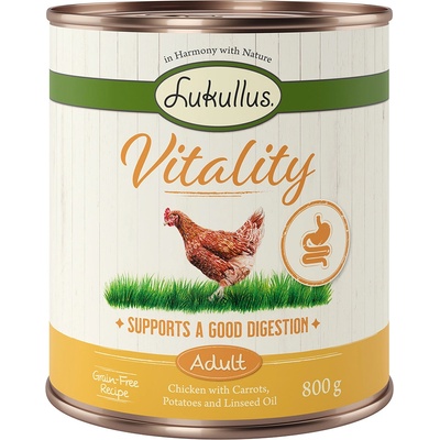Lukullus 24x800г Vitality Digestion Lukullus, консервирана храна за кучета, с пиле, без зърно