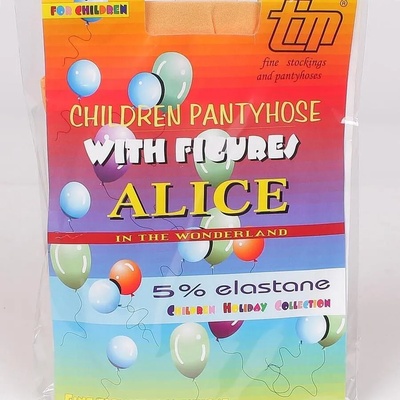 Детски фигурален чорапогащник в оранжево с райе