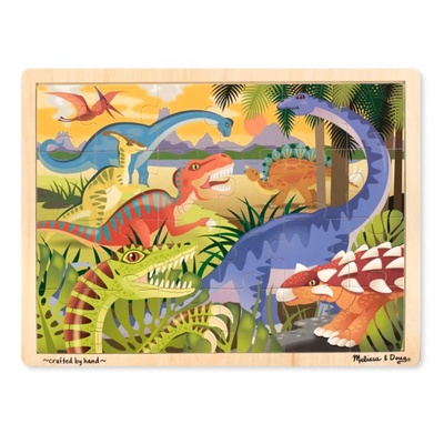Melissa & Doug - Дървен пъзел в рамка - Динозаври - 24 части