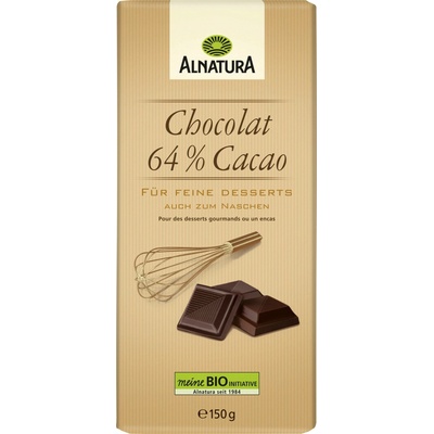 Alnatura Bio Chocolat 64 %, hořká čokoláda na dezerty 150 g