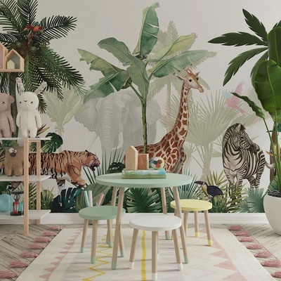 Art Gift Decor Детски Фототапет с животни - Джунгла