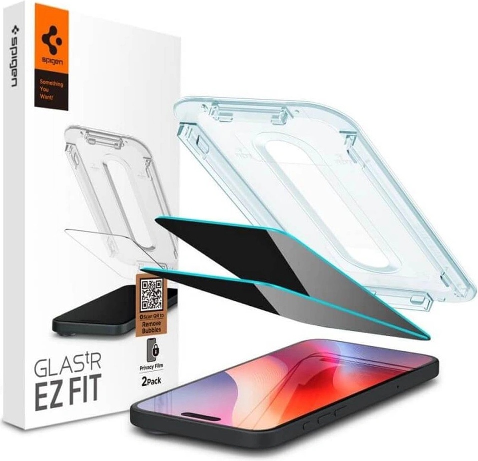 Spigen Затъмняващ Протектор за iPhone 17, Spigen Privacy Glass tR EZ Fit 2бр. , Черен (AGL07929)
