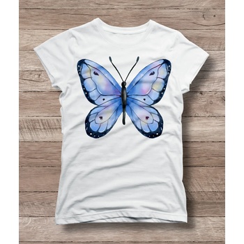 Детска тениска 'Синя пеперудка' - бял, 2xs