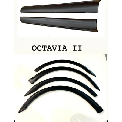 Plastové lemy blatníku + prahy Škoda Octavia II 2004-2013 jemný desén Akční cena - sada na celé vozidlo - Kvalitní