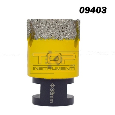 UNI Боркорона диамантена 38 мм диаметър, m14, 36 мм работна дълбочина, за гранитогрес, фаянс, камък (uni-09403)