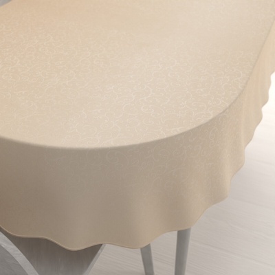 Biante Teflónový oválny obrus TF-092 Ornamenty béžová light 50x100 cm