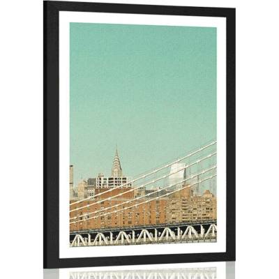 Plakát s paspartou mrakodrapy v New Yorku - 40x60 silver