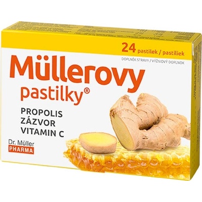 Dr. Muller Pharma Müllerovy pastilky s propolisem a zázvorem 24 pastilek