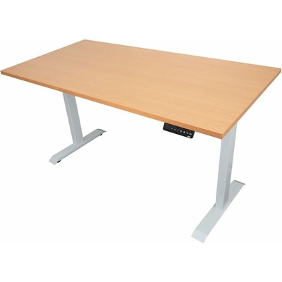 ZLKL Polohovací stôl dvojmotorový 160 x 80 cm biely / buk P00044-8