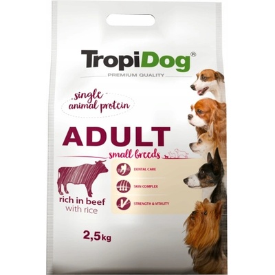 Tropidog Premium Adult S malých plemien Hovädzie mäso a ryža 2,5 kg
