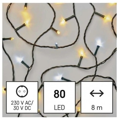 LED vianočná reťaz 8 m vonkajšia aj vnútorná teplá studená biela časovač 8592920100042