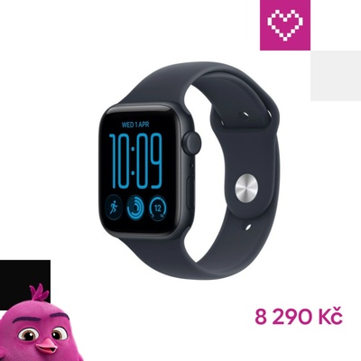 Apple Watch SE 3 Cellular 44mm Temně inkoustový hliník s námořnicky modrým sportovním řemínkem MJLQ4MP/A