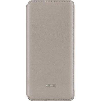 Huawei Wallet Cover Case - оригинален кожен калъф с поставка за Huawei P30 Pro (бежов)