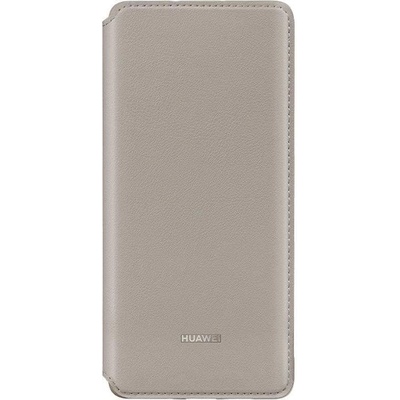 Huawei Wallet Cover Case - оригинален кожен калъф с поставка за Huawei P30 Pro (бежов)