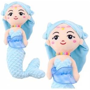 LEAN Toys Plush Mermaid with Corals Cuddly Toy Blue 32cm