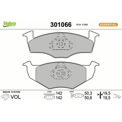Sada brzdových platničiek kotúčovej brzdy VALEO 301066