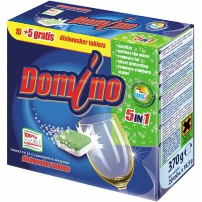 Domino Таблетки за съдомиялна машина, 5 в 1, 15+5 броя