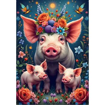 Alipson Puzzle - Puzzle Pig Family out for a Walk - 1 000 piese