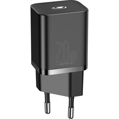 Baseus Захранване за ел. мрежа с USB-C изход с технология за бързо зареждане - Baseus Super Si USB-C PD Wall Charger 20W (CCSUP-C01) (черен) (CCSUP-C01, CCSUP-B01)