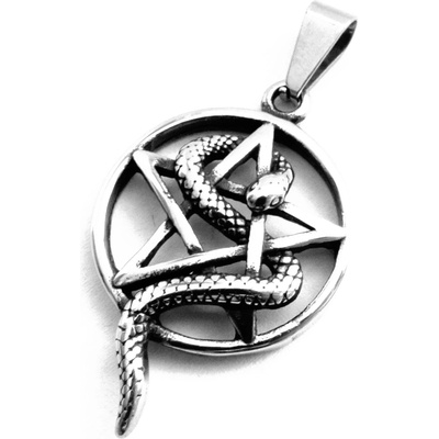 Steel Jewelry Přívěsek pentagram s hadem z chirurgické oceli PR210201