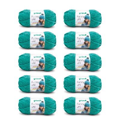 Wolle Funny uni - soft chenille wool for crocheting - cuddly and skin-friendly - 100% polyester - 10 balls 100 g / 120 m - needle size 5-6, emerald - 3442-15