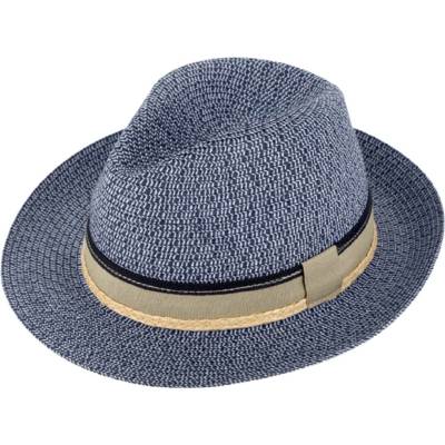 Fiebig Headwear since 1903 Letní fedora klobouk Traveller Toyo Melange modrý