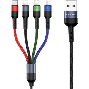 USAMS Кабел плетен U26 4в1 3m Charge (USB-C/microUSB/Lightning) - SJ41 (Usa000556)