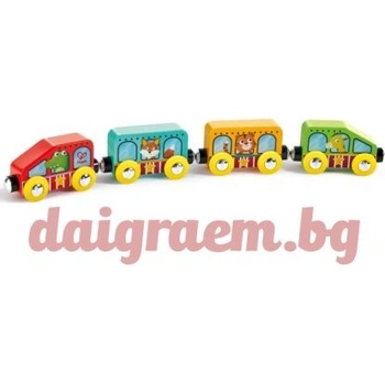 Hape Дървено влакче с животни, hape e8783 (h8783)